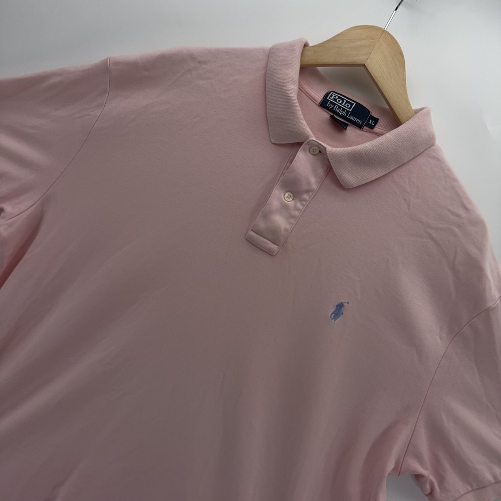 Polo Ralph Lauren Shirt Mens XL Pink Short Sleeve Cotton Pony Logo Crest Button
